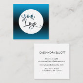 Voeg uw aangepaste Logo over Sky Blue en Black Omb Vierkante Visitekaartje (Voorkant / Achterkant)