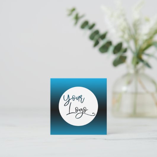 Voeg uw aangepaste Logo over Sky Blue en Black Omb Vierkante Visitekaartje (Staand voorkant)