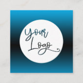 Voeg uw aangepaste Logo over Sky Blue en Black Omb Vierkante Visitekaartje (Voorkant)