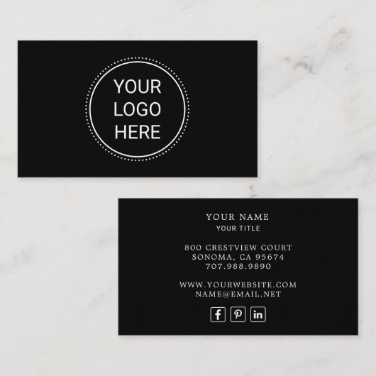 Voeg uw aangepaste Logo Professional Black Bus toe Visitekaartje (Voorkant / Achterkant)