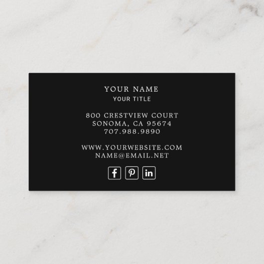 Voeg uw aangepaste Logo Professional Black Busines Visitekaartje (Achterkant)