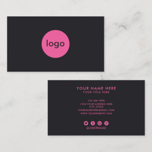 Voeg uw aangepaste logo professioneel zwart en roz visitekaartje
