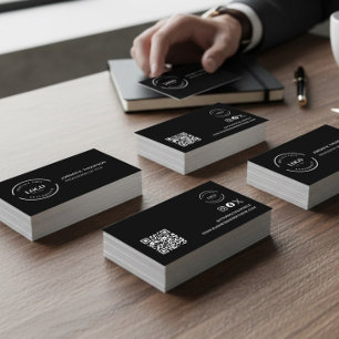 Voeg uw aangepaste logo QR-code zwart Modern ontwe Visitekaartje