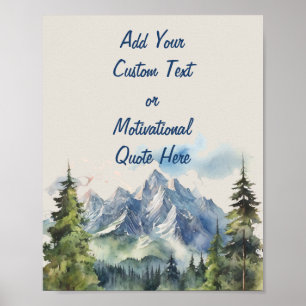 Voeg uw aangepaste offerte Waterverf Mountain Poster