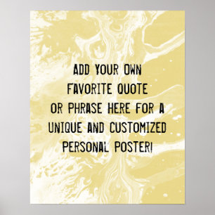 Voeg uw aangepaste offerte wit marmer custard geel poster