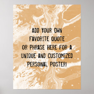 Voeg uw aangepaste offerte wit marmer Sinaasappel  Poster