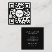 Voeg uw aangepaste QR-code logo professioneel zwar Vierkante Visitekaartje (Voorkant / Achterkant)