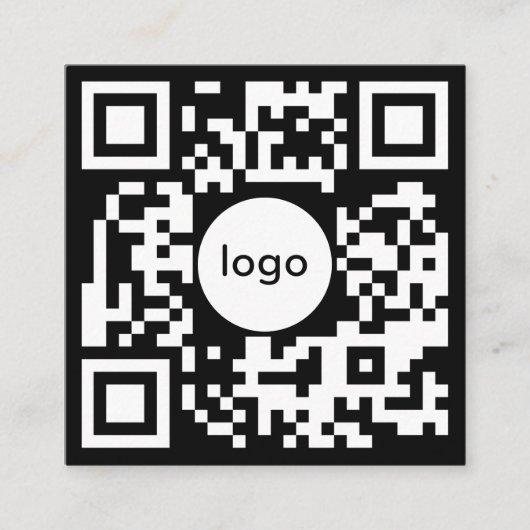 Voeg uw aangepaste QR-code logo professioneel zwar Vierkante Visitekaartje (Voorkant)