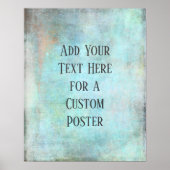Voeg uw aangepaste tekst Aqua en Blauwgroen grunge Poster (Voorkant)