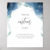 Voeg uw aangepaste tekst, chique hemelse trouwteke poster (Voorkant)