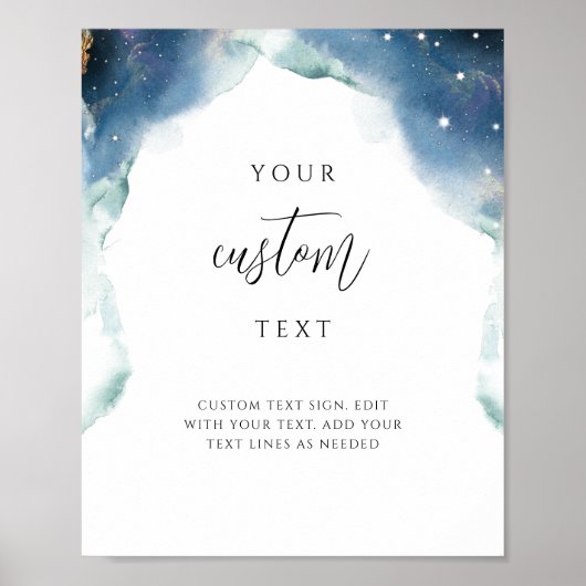 Voeg uw aangepaste tekst, chique hemelse trouwteke poster (Voorkant)