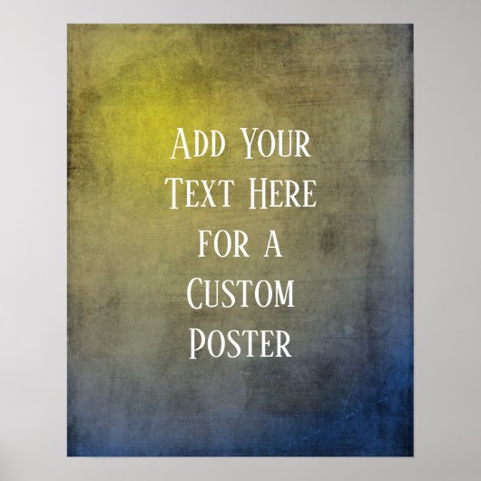 Voeg uw aangepaste tekst Geel en Blauw Grunge toe Poster (Voorkant)