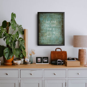 Voeg uw aangepaste tekst groen en bruin grunge toe poster