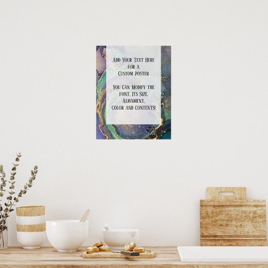 Voeg uw aangepaste tekst organische Abstracte alco Poster (Keuken)