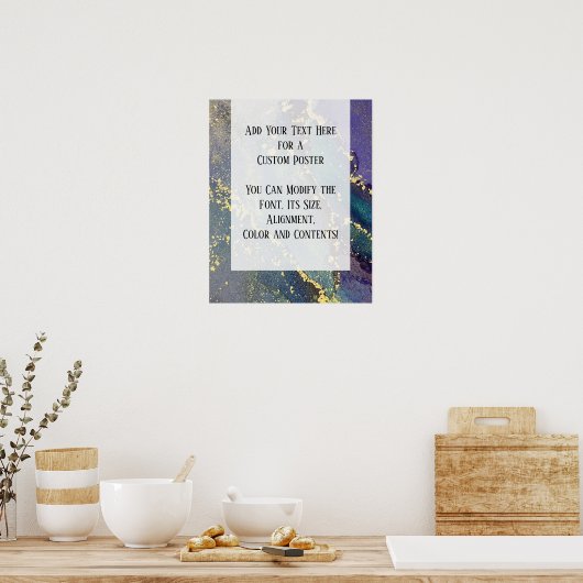 Voeg uw aangepaste tekst organische Abstracte alco Poster (Keuken)