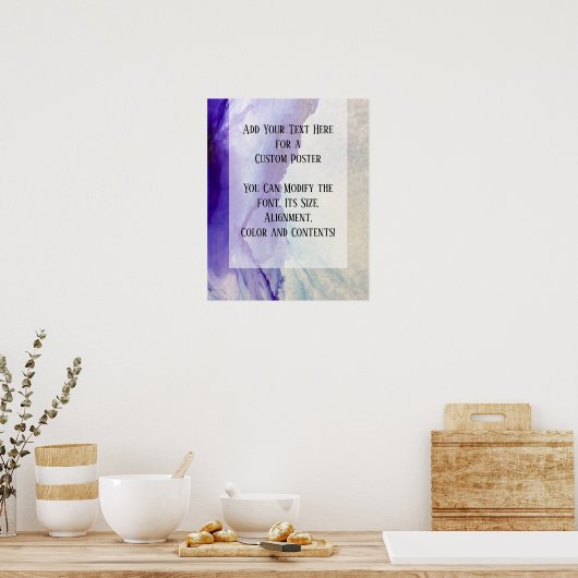 Voeg uw aangepaste tekst Paarse Abstracte alcoholi Poster (Keuken)