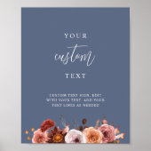 Voeg uw aangepaste tekst toe, blauw bordeauxrood t poster (Voorkant)