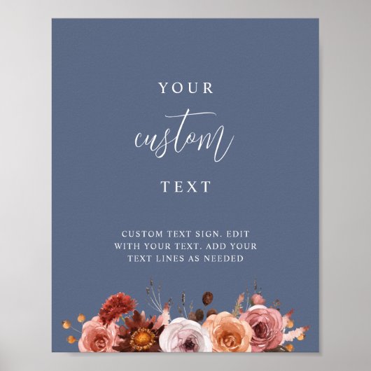 Voeg uw aangepaste tekst toe, blauw bordeauxrood t poster (Voorkant)