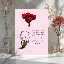 Voeg Uw Aangepaste Tekst toe Teddy Bear Valentijns Feestdagenkaart