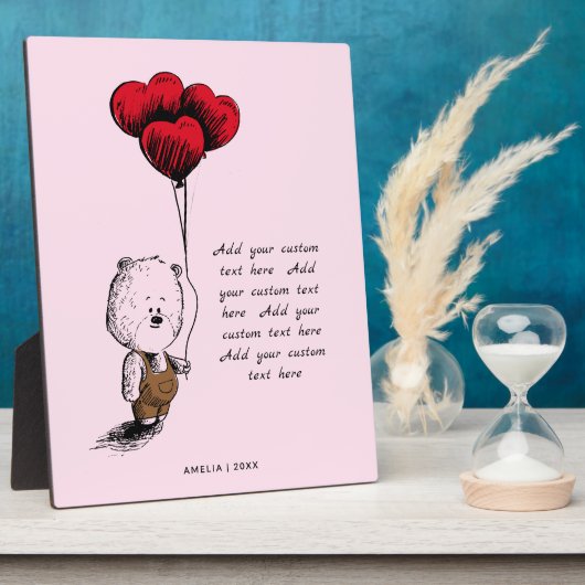 Voeg Uw Aangepaste Tekst toe Teddy Bear Valentijns Fotoplaat (Zijkant)