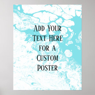 Voeg uw aangepaste tekst wit licht turquoise marme poster