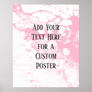 Voeg uw aangepaste tekst, wit & medium roze marmer poster