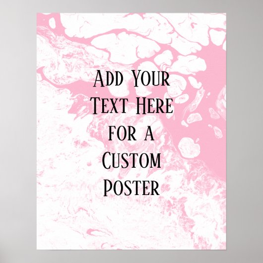 Voeg uw aangepaste tekst, wit & medium roze marmer poster (Voorkant)