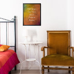 Voeg uw aangepaste tekstregenboog Oranje boomgaard Poster<br><div class="desc">Over een levendige, met grijs getextureerde ombre achtergrond met wenken van groen en geel die in een rijk sinaasappel langzaam verdwijnen, werd een gebied van de sjabloon toegevoegd voor jouw tekst. Gebruik deze ruimte om uw favoriete offerte of sentiment toe te voegen. Misschien is het grappig. Misschien heb je een...</div>