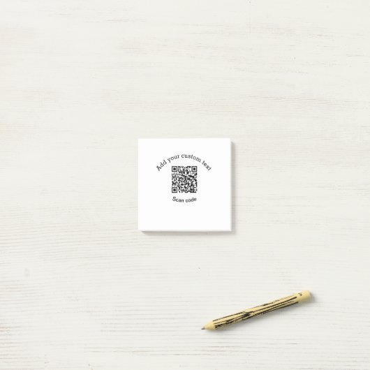 Voeg uw aangepaste tekstscan QR-code bedrijf toe  Post-it® Notes (Op bureau)