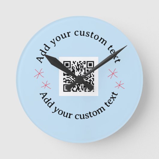 Voeg uw aangepaste tekstscan QR-code bedrijf toe Ronde Klok (Voorkant)