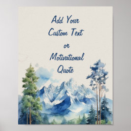 Voeg uw aangepaste Waterverf Mountain and Trees to Poster