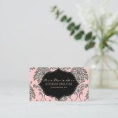 Voeg uw achtergrondkleur toe, faux Silver Damask Visitekaartje (Staand voorkant)