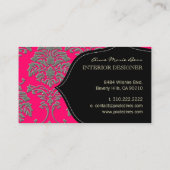 Voeg uw achtergrondkleur toe, faux Silver Damask Visitekaartje (Achterkant)