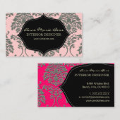 Voeg uw achtergrondkleur toe, faux Silver Damask Visitekaartje (Voorkant / Achterkant)