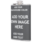 Voeg uw achtergrondkleur, uw afbeelding, jouw teks heupfles (Links)