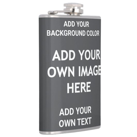 Voeg uw achtergrondkleur, uw afbeelding, jouw teks heupfles (Rechts)