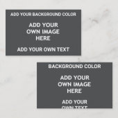Voeg uw achtergrondkleur, uw afbeelding, jouw teks visitekaartje (Voorkant / Achterkant)