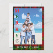 Voeg uw afbeelding Aangepaste tartan achtergrond t Feestdagenkaart (Voorkant)