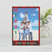 Voeg uw afbeelding Aangepaste tartan achtergrond t Feestdagenkaart (Staand voorkant)