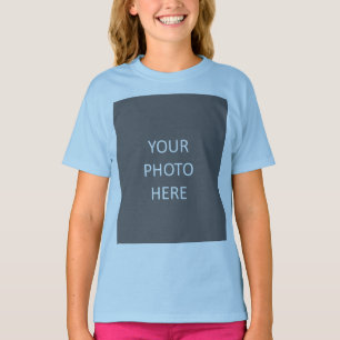 Voeg uw Afbeelding foto Afbeelding licht blauw Log T-shirt