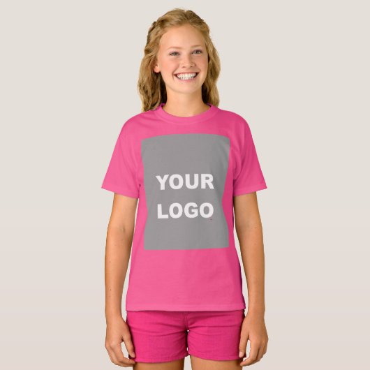 Voeg uw Afbeelding Foto Afbeelding Logo Wauw Roze T-shirt (Voorkant volledig)