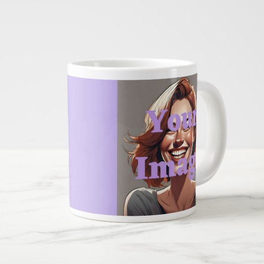 Voeg uw Afbeelding Jumbo Mok aangepaste foto Mok (Voorkant rechts)