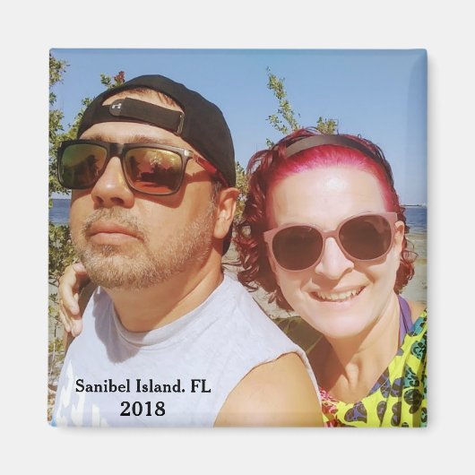 Voeg UW Afbeelding Reisbestemming Leuk Paar Magneet (Voorkant)