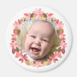 Voeg uw Baby Foto roze Floral Wreater Lijst Magne Magneet