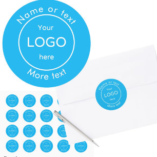 Voeg uw bedrijf business shop logo blue ronde sticker
