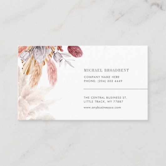 Voeg uw bedrijf Logo Pampas Grass Tan toe Visitekaartje (Voorkant)