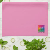 Voeg uw bedrijf Logo tekst Schattige roze custom Theedoek (Gevouwen)