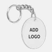 Voeg uw bedrijfslogo en info toe sleutelhanger (Voorkant Links)