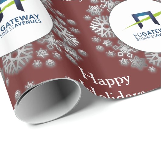 Voeg uw bedrijfslogo sneeuwvlokken toe Vakantie Cadeaupapier (Rol Hoek)