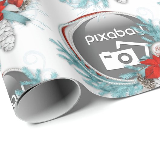 Voeg uw bedrijfslogo toe aan feestelijke vakantiek cadeaupapier (Rol Hoek)